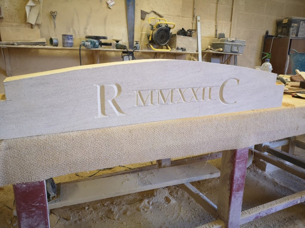 Roman Numeral cotswold cream date stone